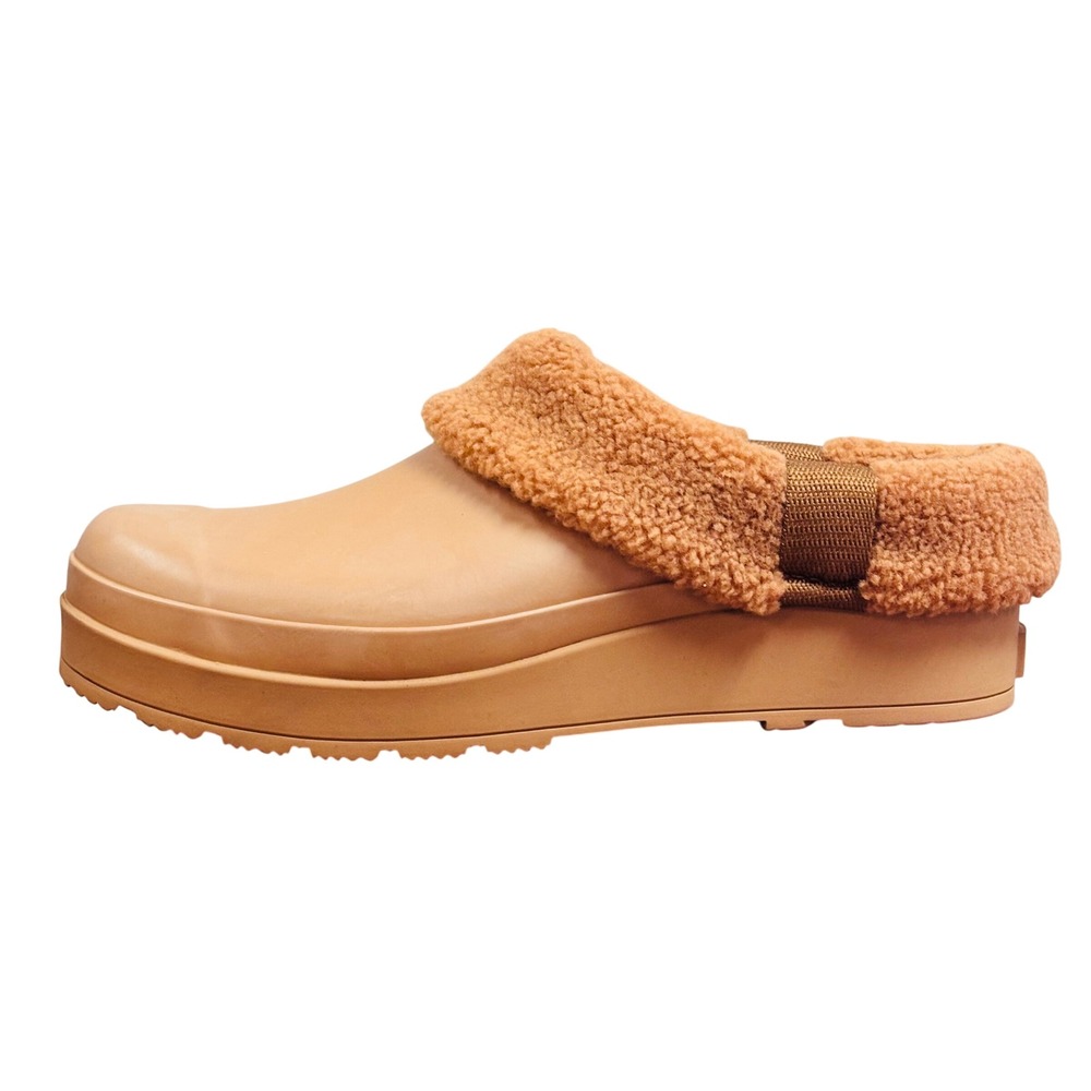 Hunter Original Sherpa Clog Tan Rubber Waterproof Platform Mules WFF1000RSP S 11